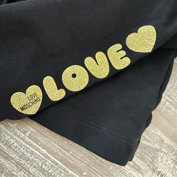 Love Moschino Cropped Hooded Glitter Logo Sweatshirt - Picture 5 of 7